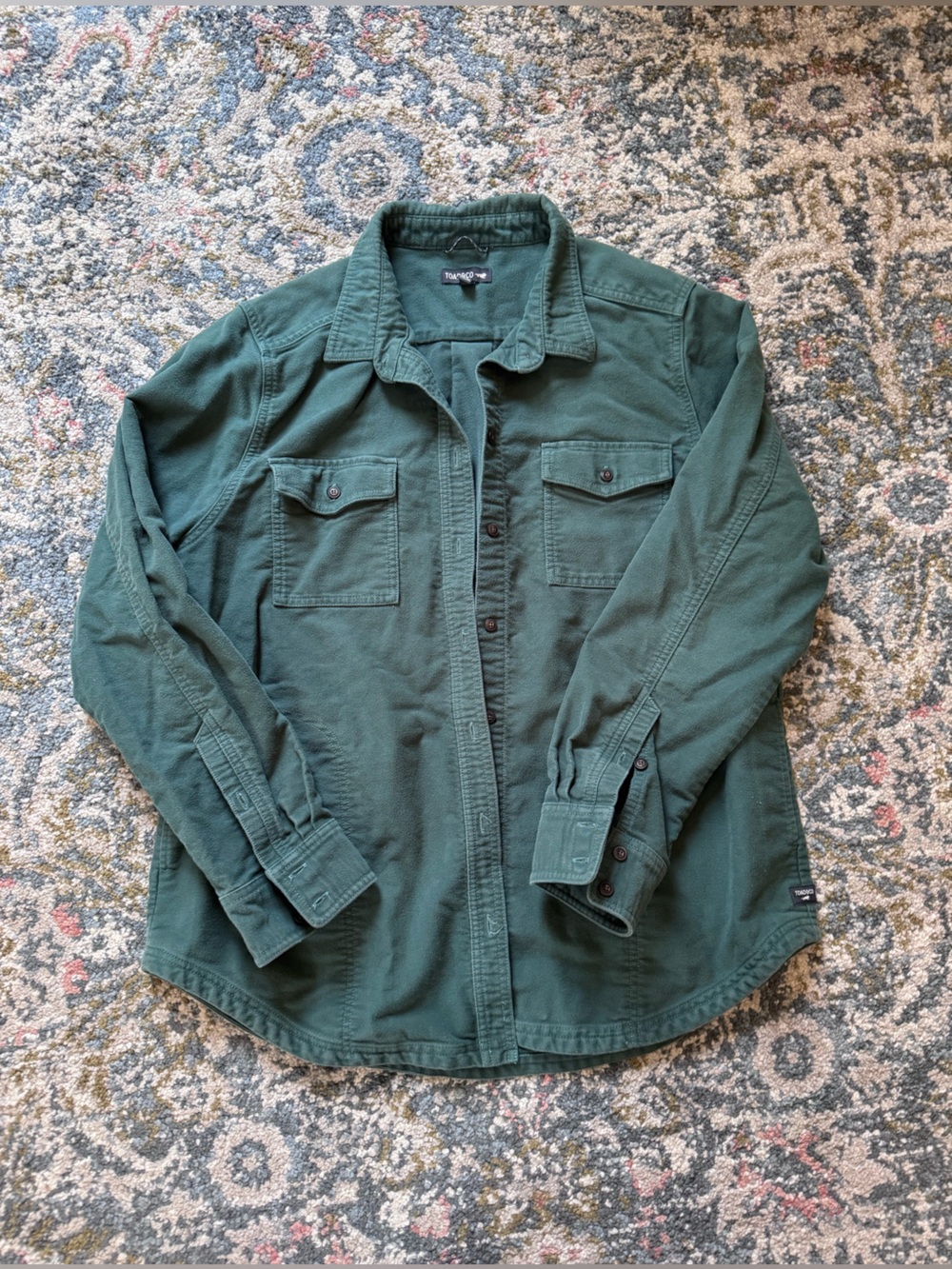 Toad & Co Morrison Forest Green Button Up